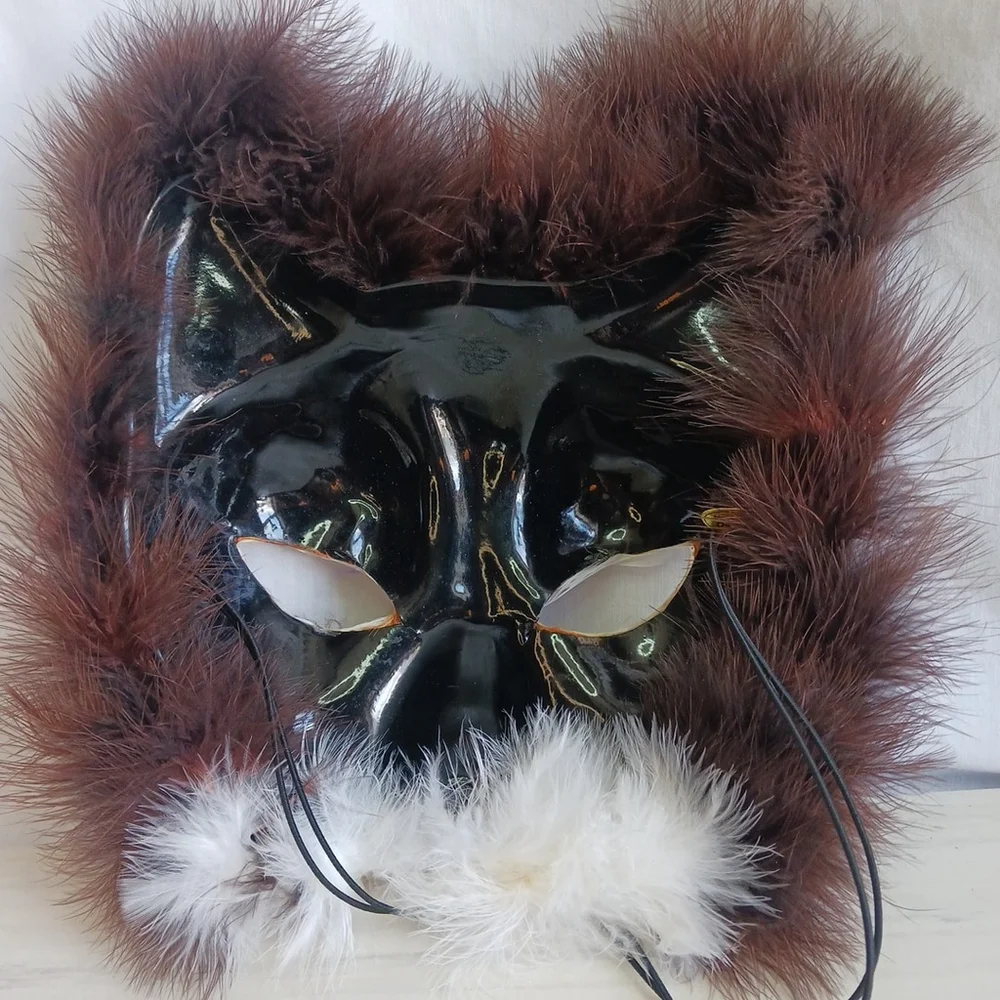 Lion Cat Mask Feathers 7x8 Costume Masquerade Disguise